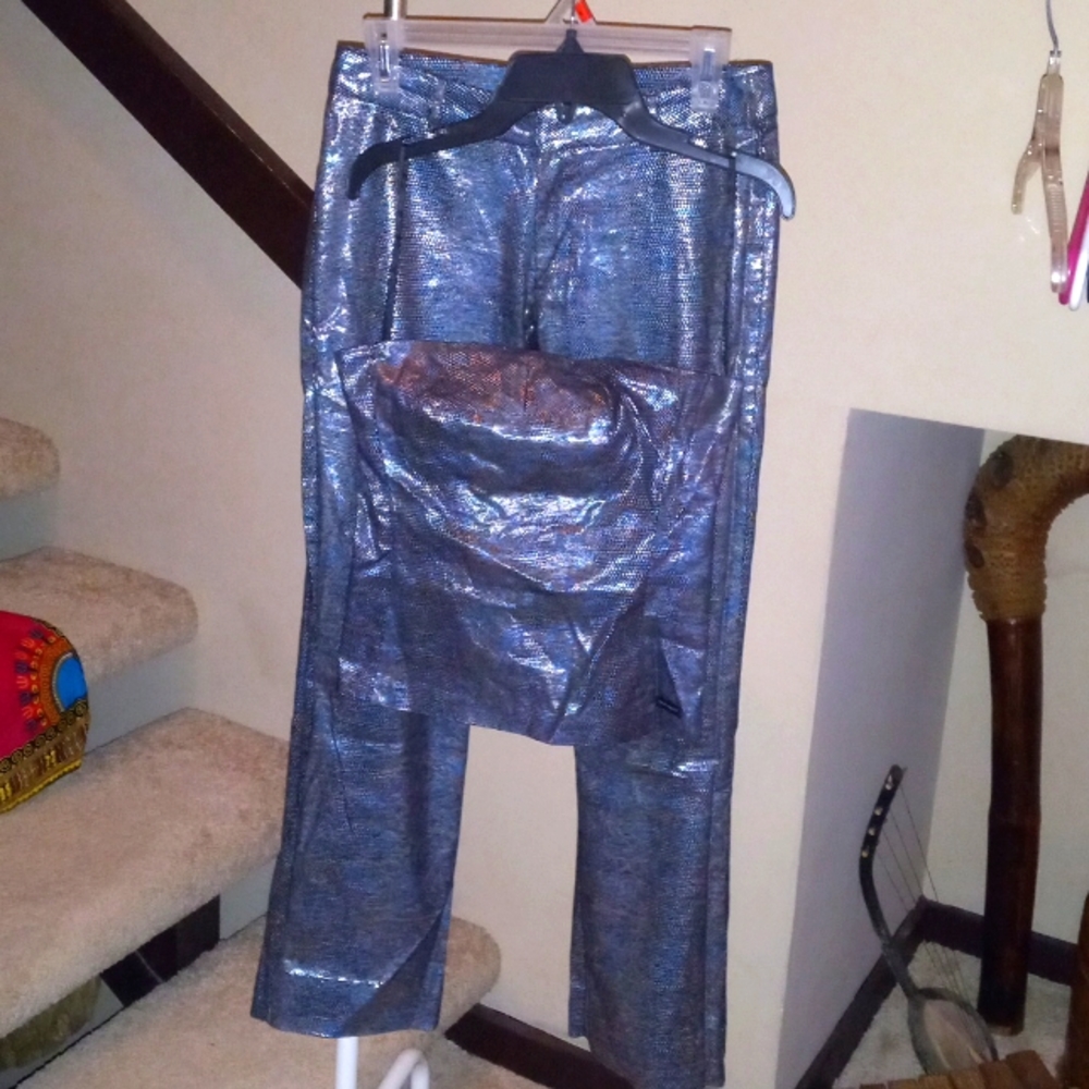 Guess Silver and Black Shimmery Pants/Tube Top